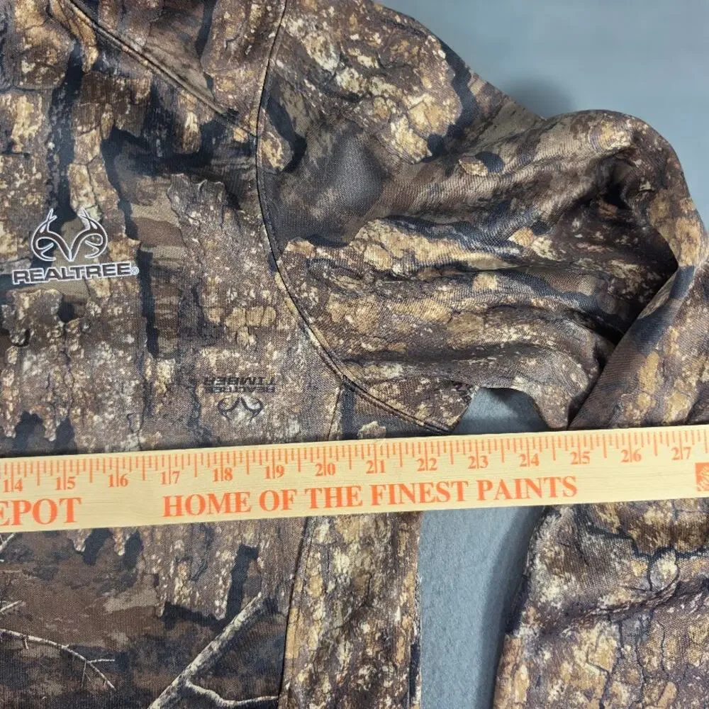 Realtree Timber Camo Fleece Hoodie Mens M Built In Face Mask Gaiter Pullover